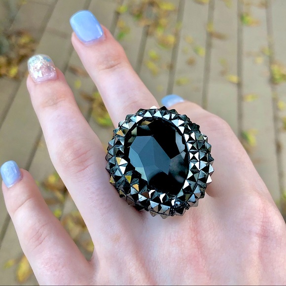 Swarovski Jewelry - Swarovski Ring Black Hematite Jet Vesue Cocktail
